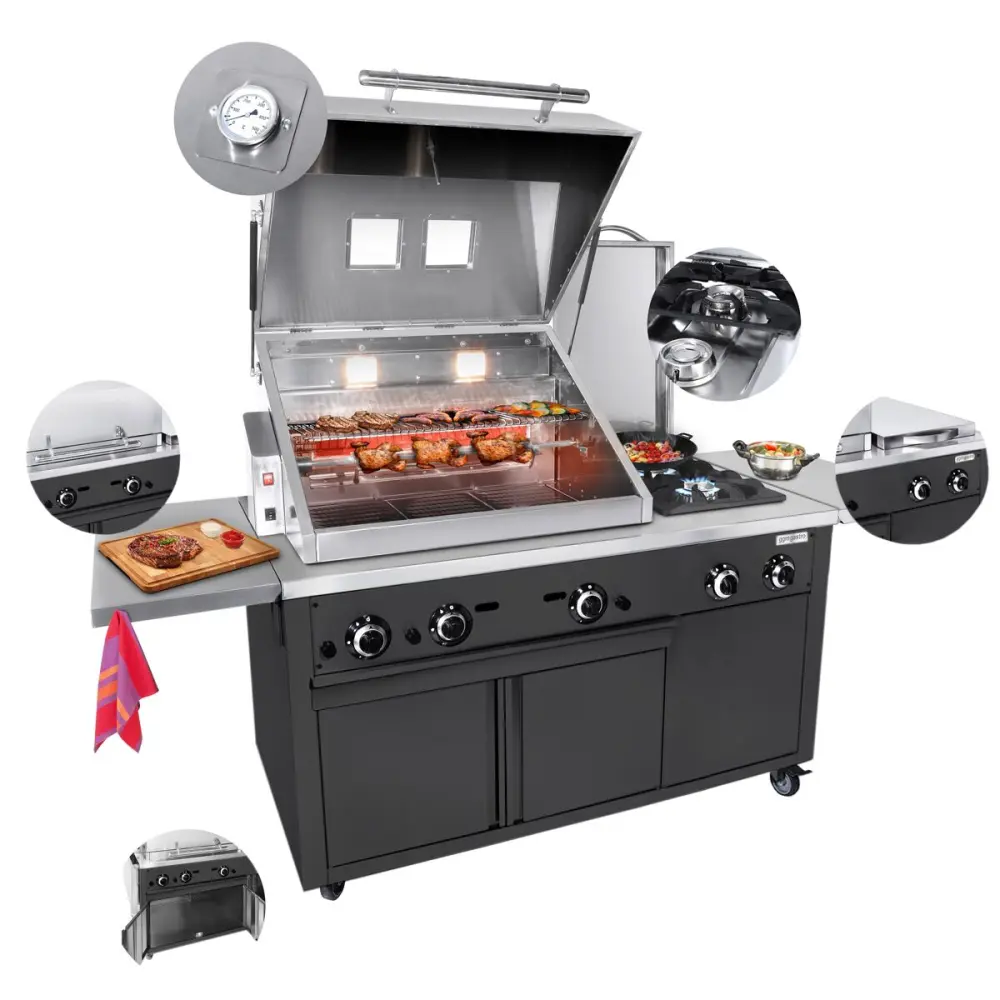 Professionelle Outdoor-Küche Grillstation - Profi BBQ Küche - Schwarz