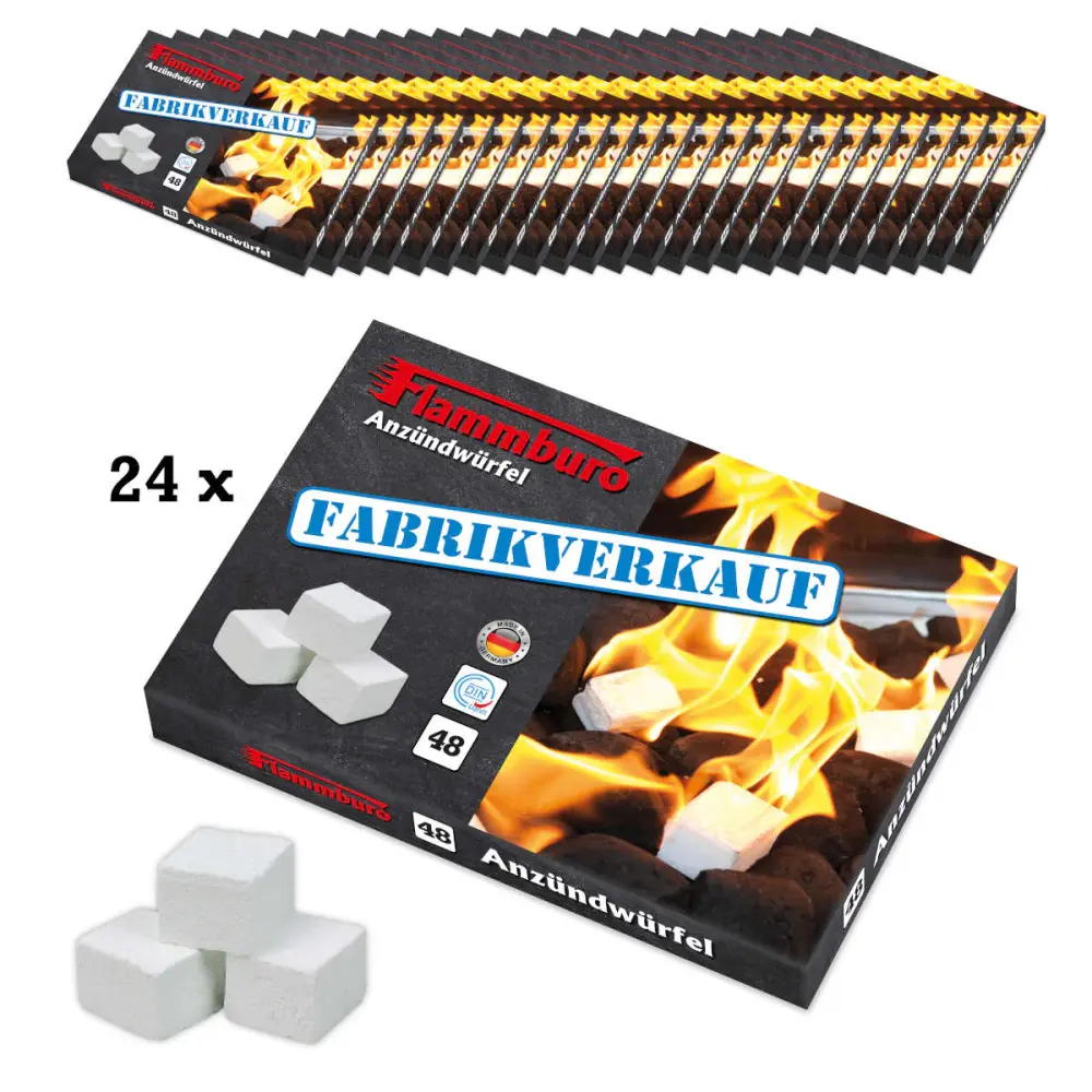 Schnell- Anzündwürfel Paraffin - 24 Anzündplatten / 1152 Würfel