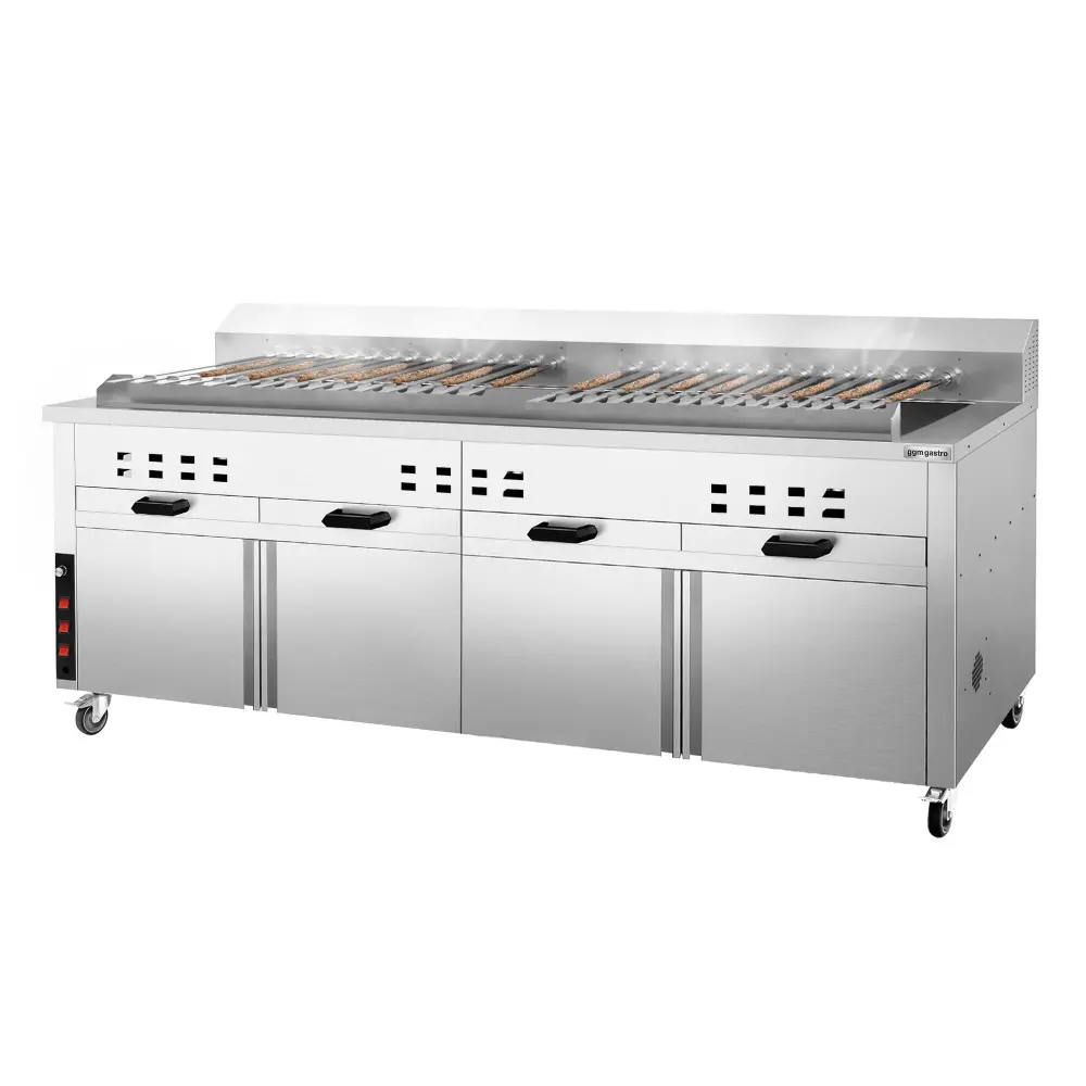 Holzkohlegrill - für Adana & Shish Kebab - für 30 autom. rotierenden Spießen für Smoker