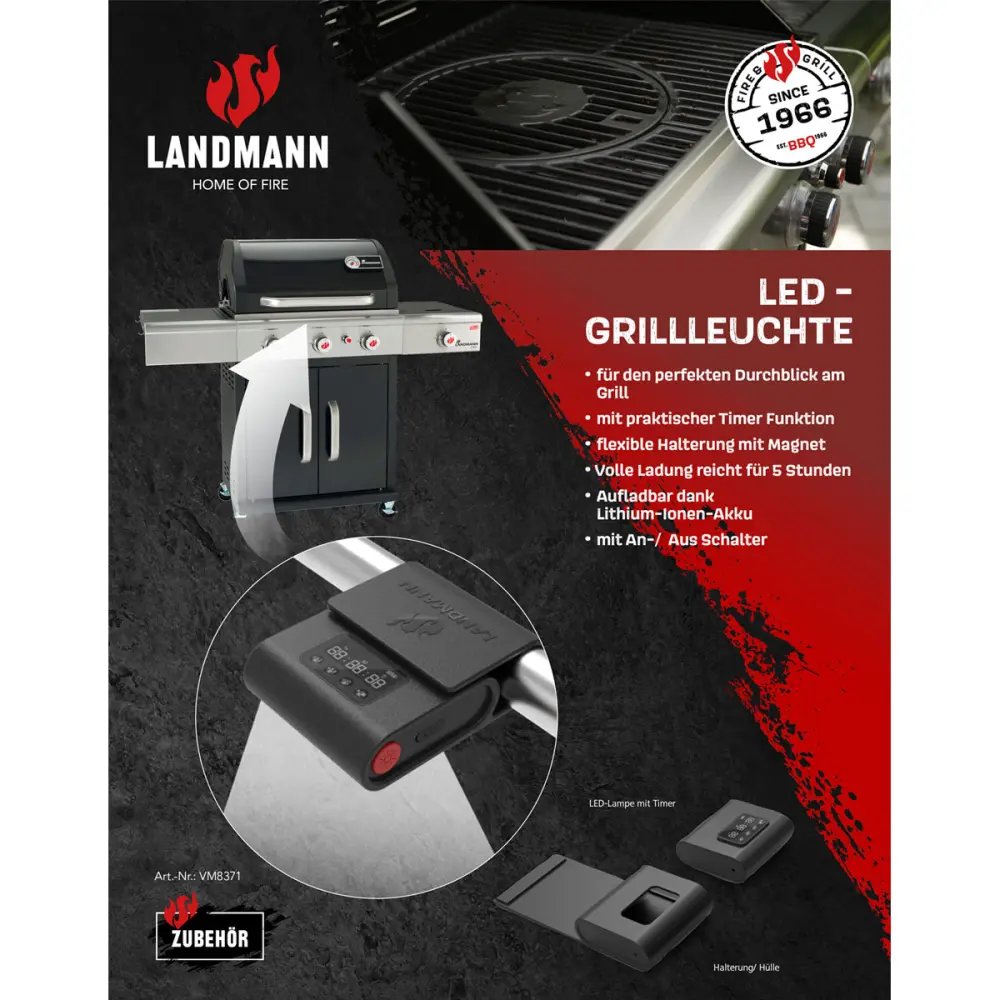 Gusseisernes Landmann LED Grillleuchte VM8371 | 508418