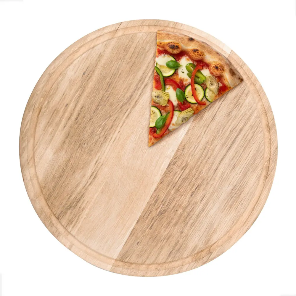 Pizzateller aus Holz - Ø 380mm - mit Saftrille