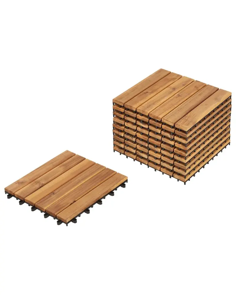 Terrassenfliesen ACCETTURA zertifiziertes Akazienholz Naturfarben für Gasgrill & Feuerschale