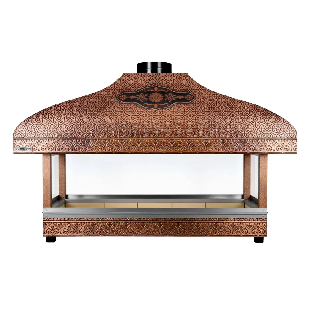 Holzkohle Kupfergrill - 2000mm - mit Glas
