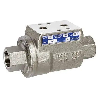 Kochfeld- RIEGLER® - Koaxialventil pneumatisch, doppeltwirkend, NC, Messing vernickelt,FKM, Rp 1.1/2"