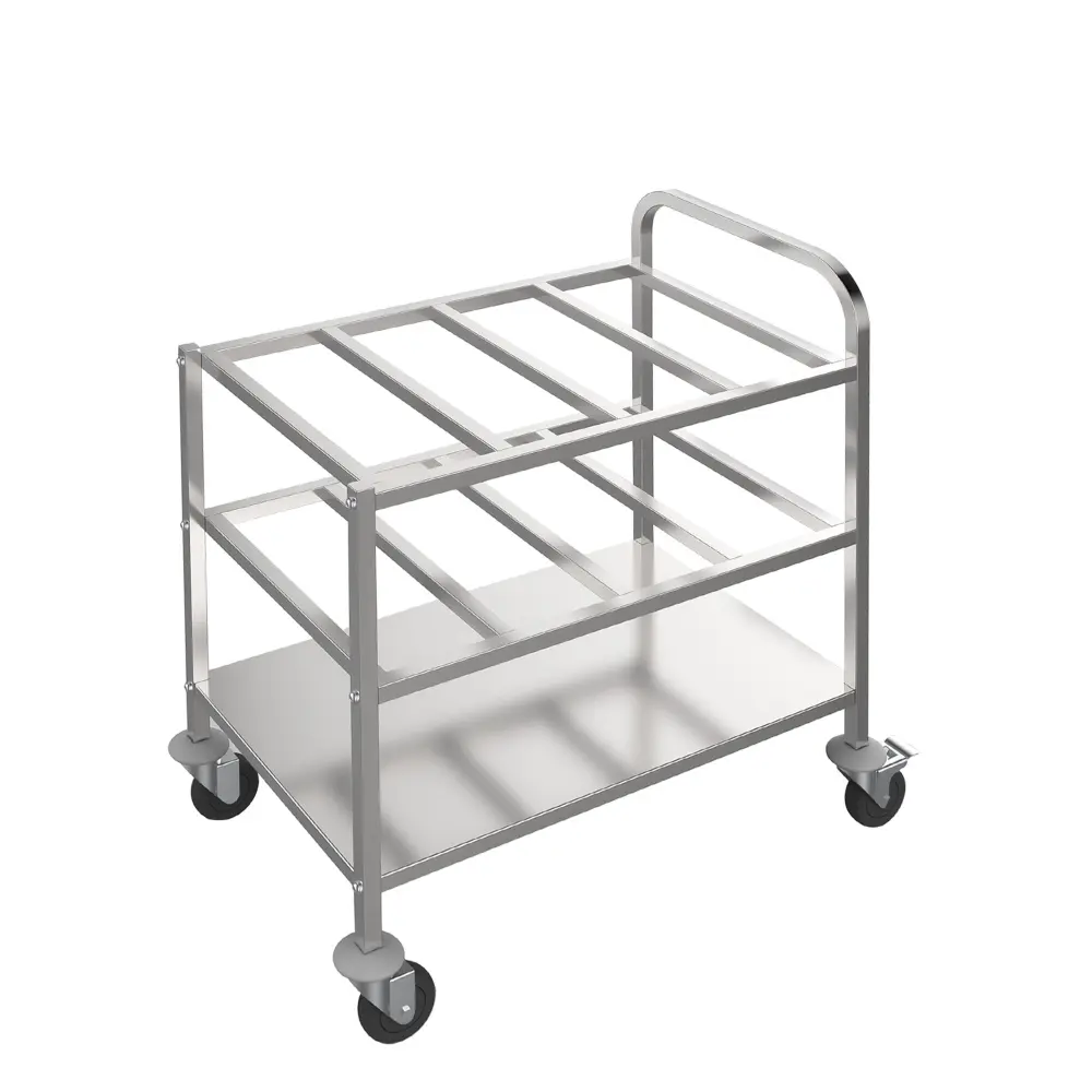 Flexibles Servierwagen 0,80 m - mit 2 Abstellflächen für jeweils 12 GN1/6 Behälter