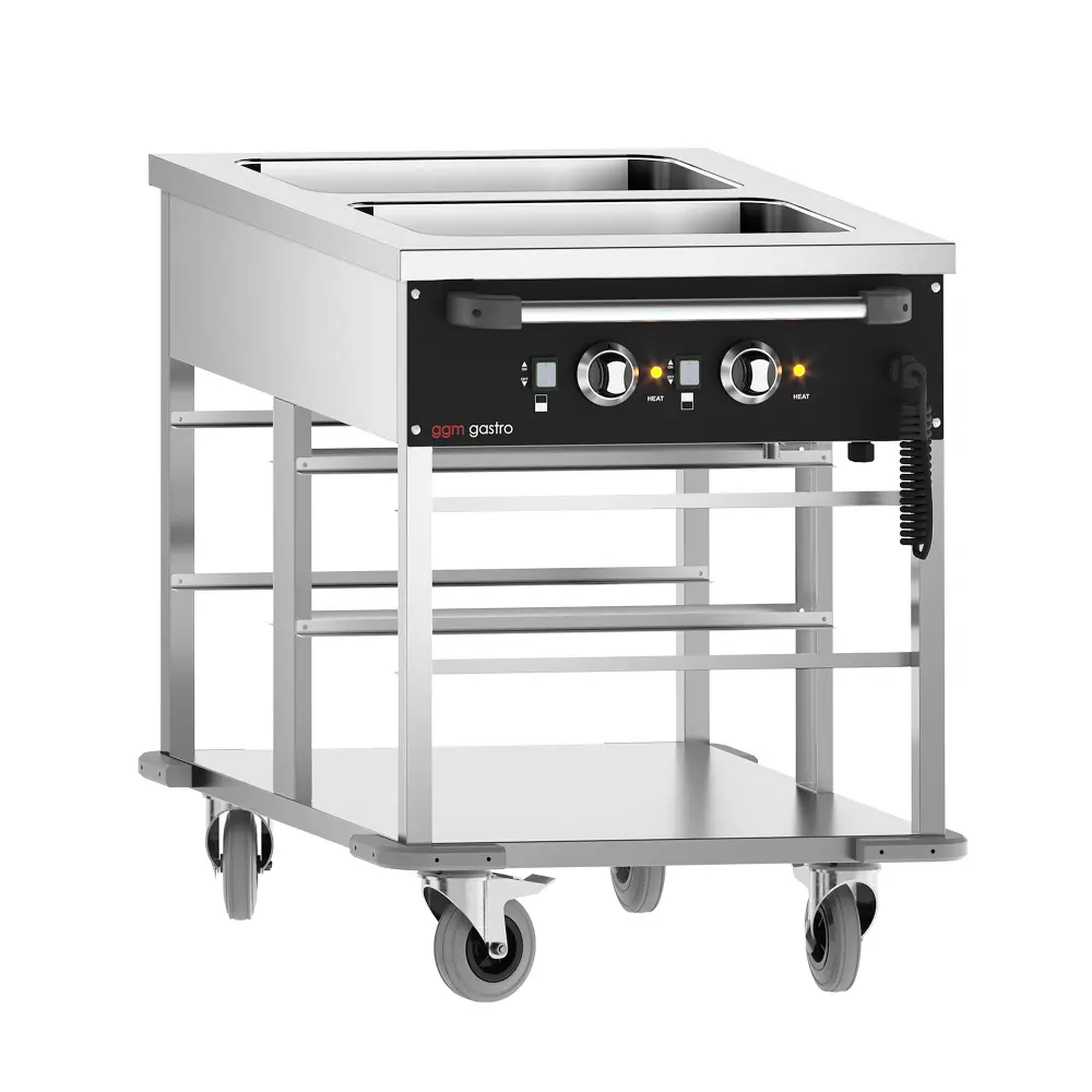Pizza- Bain-Marie Thermowagen - 2 x GN 1/1 - Beckentemperatur getrennt regelbar