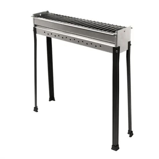 Seven Italy BBQ-60 INOX - Holzkohlegrill für Lammspieße - 60x14cm für die Grillsaison