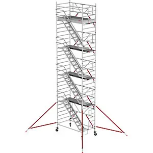 Treppengerüst RS TOWER 53 weit, Fiber-Deck®, Länge 2,45 m, Arbeitshöhe 10,20 m.