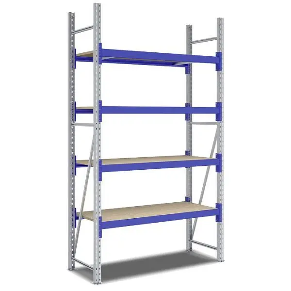 BITO Weitspannregal Set /F2 2500x600x1350 Grundfeld 4 Ebenen Spanplatte RAL5010 U C0350-0026