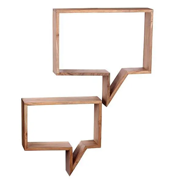 Wohnling 2er Set Wandregale MUMBAI Massivholz Akazie Landhaus-Stil Echt-Holz Natur-Produkt WL1.530