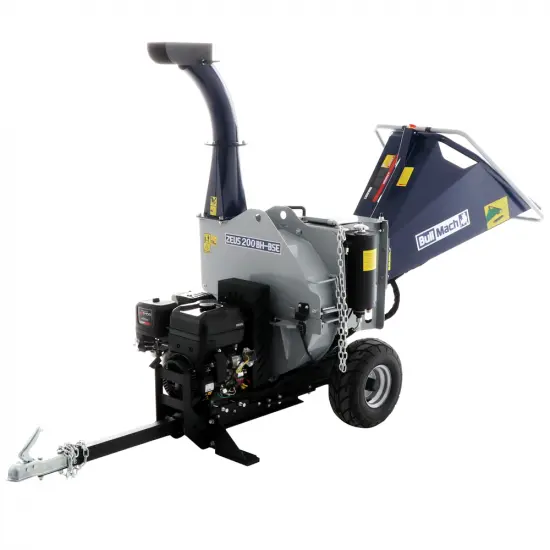 BullMach ZEUS 200 BH-BSE - Benzin Häcksler mit Anhängerkupplung - B&S XR2100 mit E-Starter für Hartholz und Weichholz
