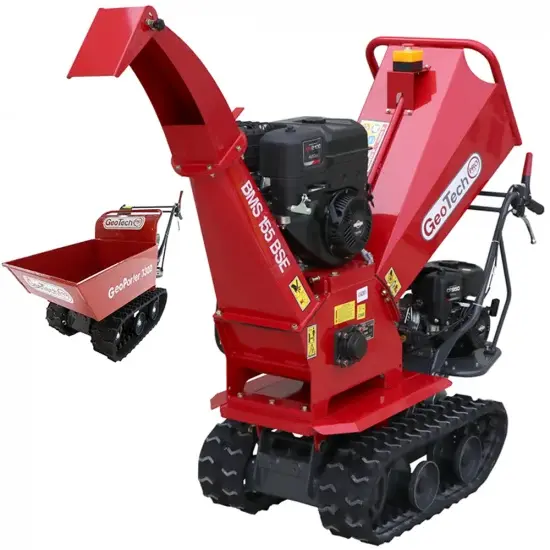 GeoTech-Pro BMS155 BS - Häcksler mit Raupenantrieb und Motorschubkarre - B&S XR2100 Motor aus gehärtetem Stahl