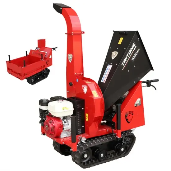 Stoßfester Stahl Ceccato Olindo Tritone BIG CINGO - Biohäcksler mit Raupenantrieb und Motorschubkarre - Motor Honda GX390