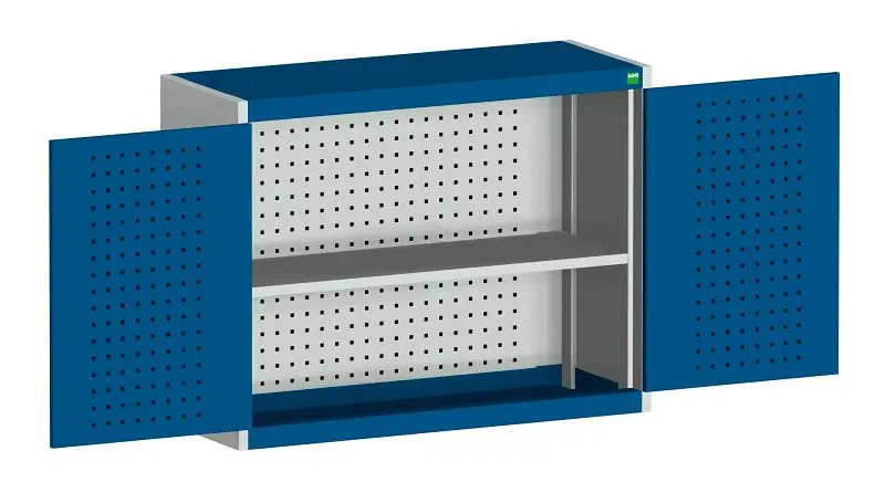bott cubio Hängeschrank mit Flügeltüren 1 Fachboden Rückwand mit perfo Lochung BxTxH: 1050 x 325 x 700 mm RAL 7035/300...
