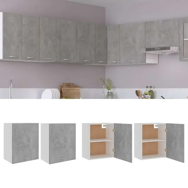 vidaXL Hängeschränke 2 Stück Betongrau 50x31 Stück60 cm Holzwerkstoff 805082