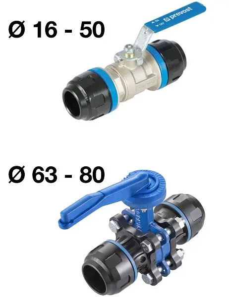 Prevost PPS1 RSI - Kugelhahn für Rohr mit Außen-Ø= 20 mm PPS1 RSI20