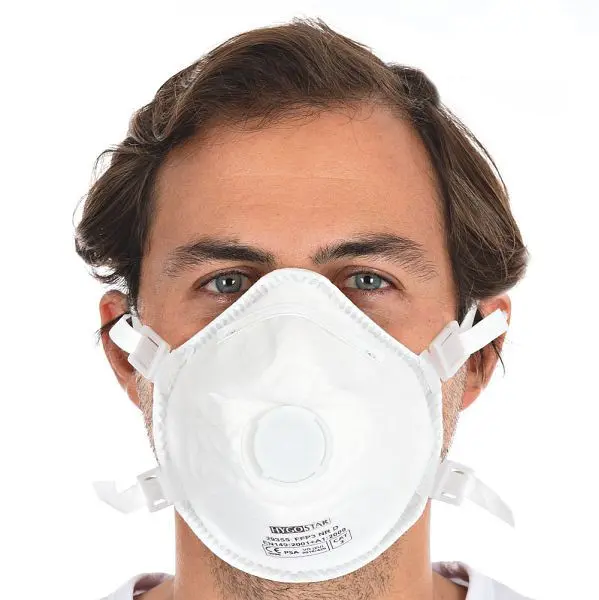 Hygostar Filtermaskemasken FFP3 NR D mit Ventil vorgeformt PP mit Dolomitfilter mit Kopfbändern VE: 50 Stück 29355