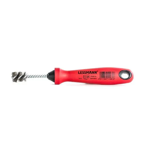 Lessmann Fittingbürste Kunststoffgriff rot mit Aufhängeloch IBM 185 x 20 mm Ø 15 mm Stahldraht rostfrei gewellt 015 mm ...