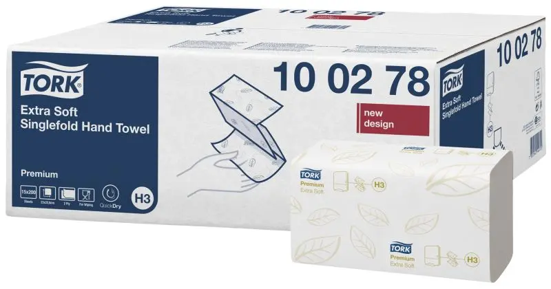 Tork ZZ-Handtuch weiß 2-lagig H3 extra weich 23x23cm VE: 15x200 Tücher 2088517