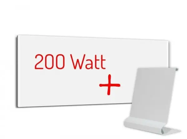 Knebel PowerSun Standheizung mit Fuß aus Alukleinformatum sauberweiß glatt (RAL 9016) rahmenlos 24 x 60 x 16 cm 200 W 10...
