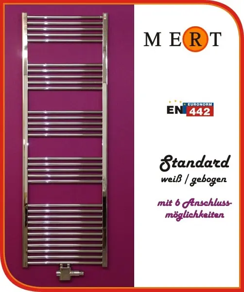 MERT Badheizkörper chrom lineare 500 x 1500 mm Mittelanschluss 3-50x150-M