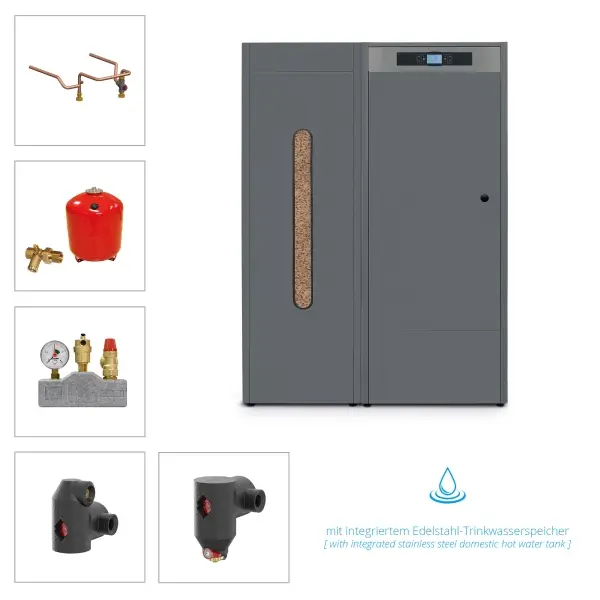 Solarbayer Pelletkesselset PLT-AC-Compact 25 mit intgriertem Trinkwasserspeicher 310812000