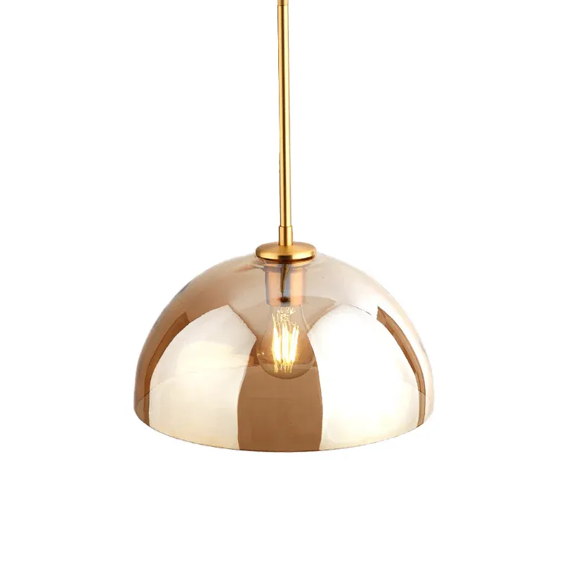 Xenon Nachrüstkit Gold-Halbkreis-Pendelleuchten-Set, einfache 1-flammige Hänge-Deckenlampe aus hellbraunem/rauchgrauem S...