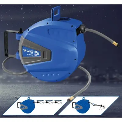 Brilliant Tools - Automatischer Druckluftschlauch-Aufroller, Ø10mm x 15m