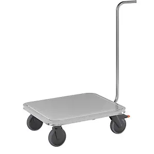 Edelstahl-Griffroller, Radsatz Kunststoff, Tragfähigkeit 150 kg.