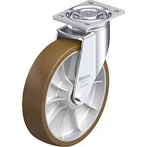 Stahlblech-Lenkrolle LH-ALB, Rad-Ø 250 mm, Tragkraft 900 kg, Plattenmaß 140 x 110 mm.