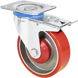 Transportgeräte-Schwerlast-Lenkrollen, Rad-Ø 125 mm, VE 2 Stk, Lenkrolle mit Feststeller.