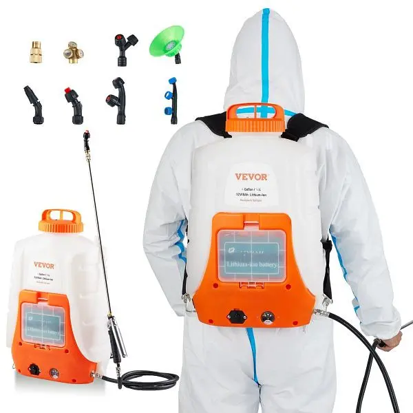 VEVOR Akku Drucksprüher 15L Rückensprüher 8Ah-Lithium-Ionen-Akku Drucksprühgerät 90PSI BBPPPPE416L12HNJ1V2