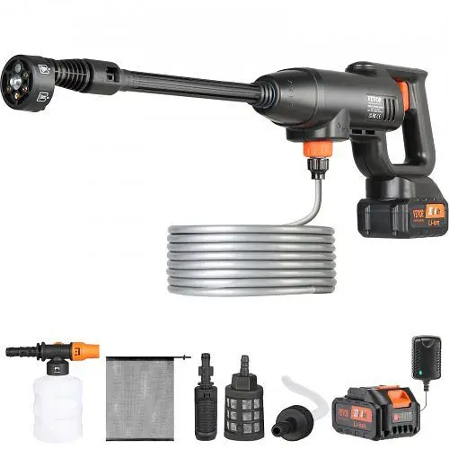 VEVOR Akku Hochdrucksauberiger Kabellos Wasser Drucksauberiger Spritzpistole Drucksauberigerpistole (220W 21V 40bar) WSLSG...