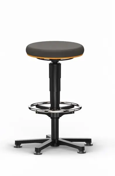 bimos Allround Hocker mit Gleiter und Fußring Kunstleder schwarz Sitzhöhe 560-830 mm Farbring grau 9461-MG01-3278