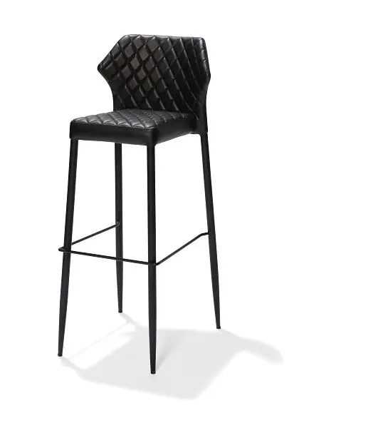 Essentials Louis Barhocker Schwarz Kunstleder gepolstert feuerhemmend 50x47x105cm (BxTxH) 52103
