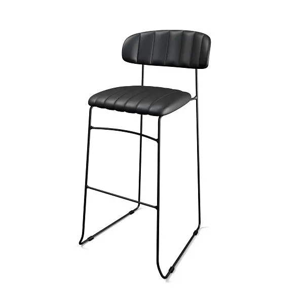 Essentials Mundo Barhocker Schwarz Kunstleder gepolstert feuerhemmend 465x49x105cm (BxTxH) 53102