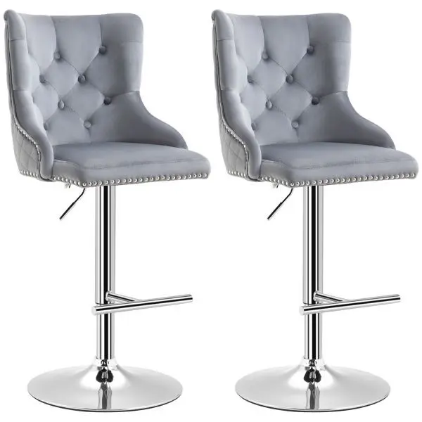 HOMCOM 2er Set Barhocker Barstühle Drehstühle höhenverstellbar innovativ Hellgrau 835-708V00GY