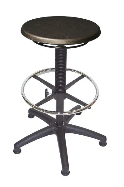 Lotz Arbeitshocker Sitz PU schwarz ø350mm Kunststoff-Fußkreuz schwarz Ringauslösung Sitzhöhe 540-800 mm inkl. Fußring...