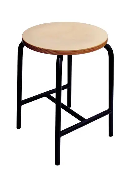 Lotz H-Strebe-Hocker Sitz Buche ø 350 mm Sitzhöhe 550 mm Stahlrohrgestell mit zusätzlicher Fußverstrebung Gestellfarbe...