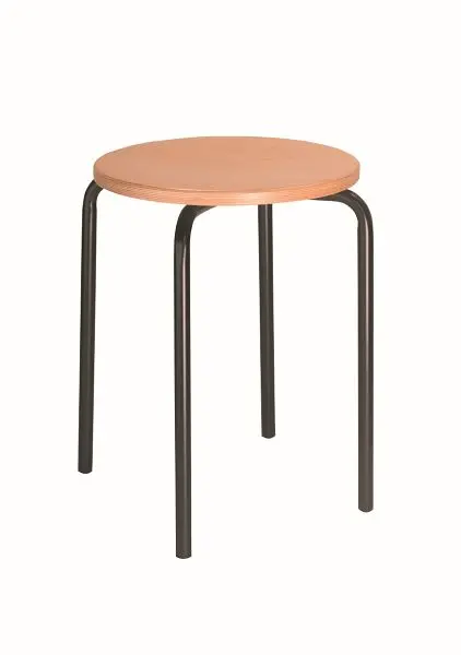 Lotz Stapelhocker Sitz Buche natur lackiert Sitzhöhe 580 mm Gestell stabiles Stahlrohr schwarz 3258.02