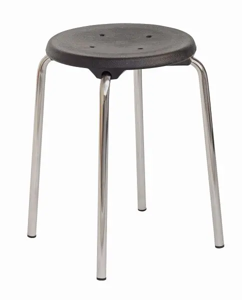 Lotz Stapelhocker Sitz PU schwarz Sitzhöhe 500 mm Gestell stabiles Stahlrohr verchromt 3250.81