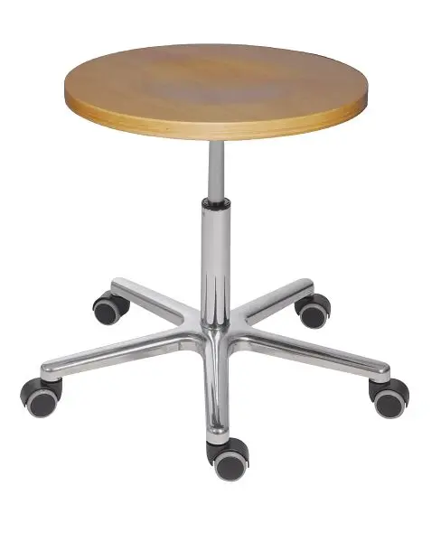 Lotz XXL-Hocker Sitz: Buche Ø 400 mm Sitzhöhe 470 - 650 mm Hebelauslösung Alukleinformatum-Fußkreuz für Personen bis ...