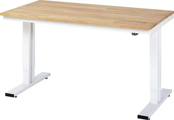RAU Werktisch Serie adlatus 300 (elektrisch höhenverstellbar) Buche-Massiv-Platte 1500x720-1120x800 mm 08-WT-150-080-B