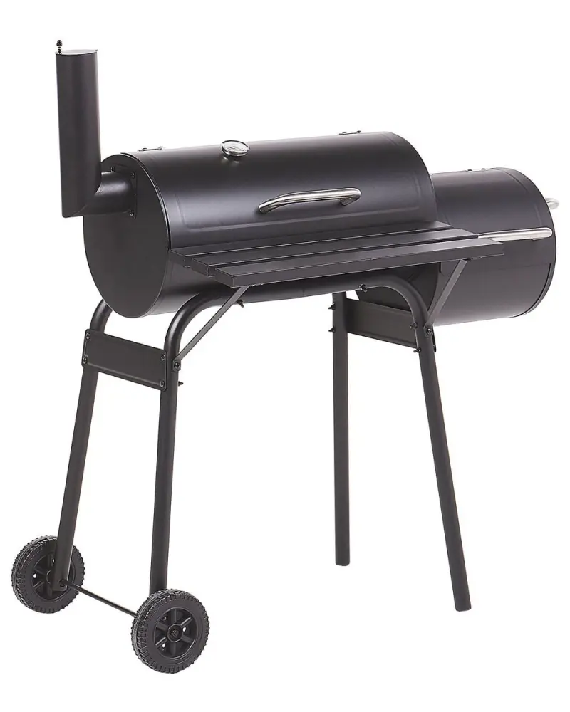 Premium Garten Holzkohlegrill KATLA mit Räucherkammer Metall Schwarz