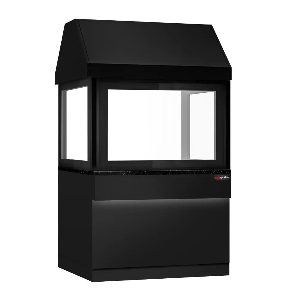 Professionelle Edelstahl Neutralelement für Holzkohlegrills TORONTO - 1100mm - schwarze Front - schwarze Granit-Arbeitspl...