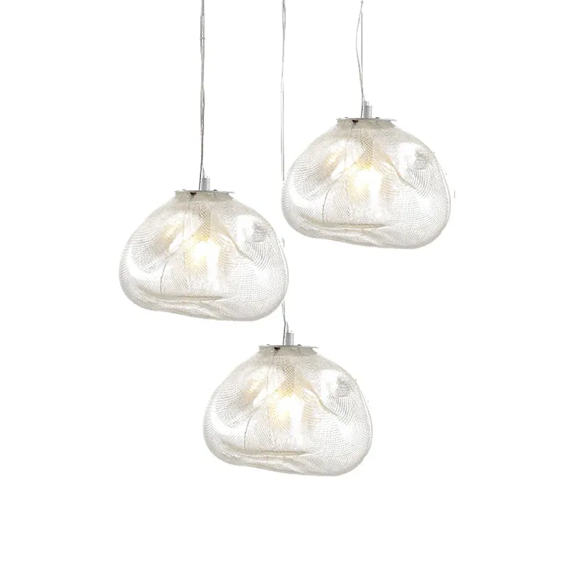 8"/12" B wolkenförmige Pendelleuchte, moderne, klare/rauchgraue mundgeblasene Glas-Hängelampe mit 1 Glühbirne für den ...