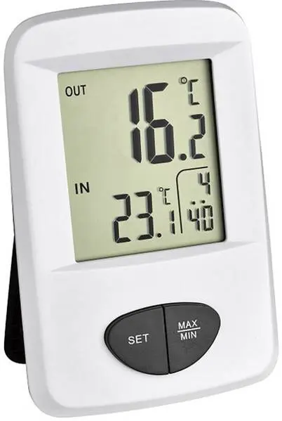 TFA Dostmann Base Funk-Thermometer Weiß mit Min-/Max-Temperatur
