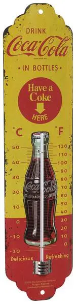 TFA Dostmann NOSTALGIC ART Coca Cola Thermometer Gelb, Rot für den Außenbereich