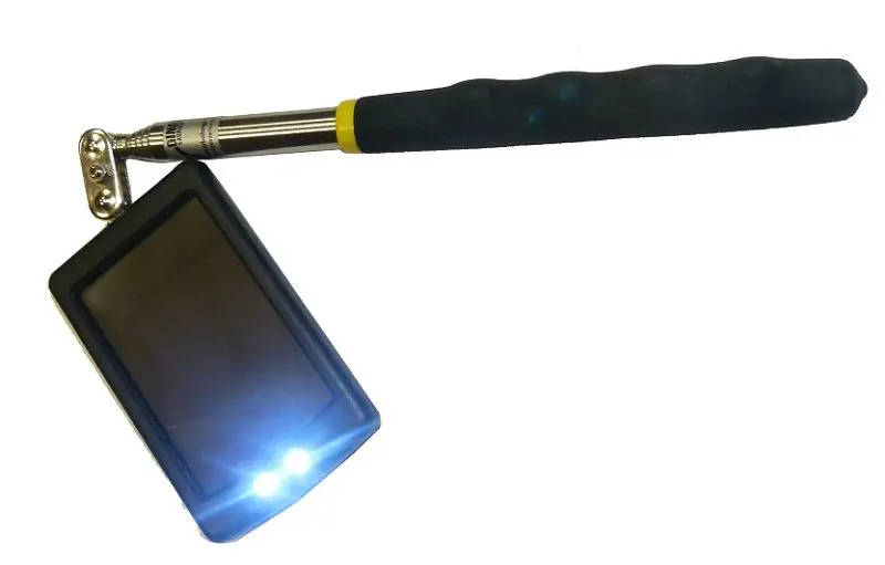 DINOSAURIER Inspektions-und Kontrollspiegel mit Edelstahl-Teleskop und LED-Beleuchtung Teleskoparm ausfahrbar von 320-765 ...