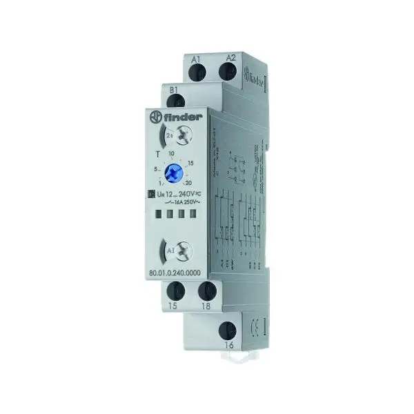 Finder Zeitrelais 12-240V/AC 0.1s-24h ansprechverzögert Funktionalität 80.01.0.240.0000 110719